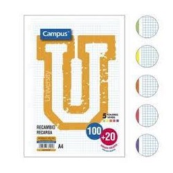 Recambio A4 120 hojas 90 gr 4T 5x5 5 colores vivos