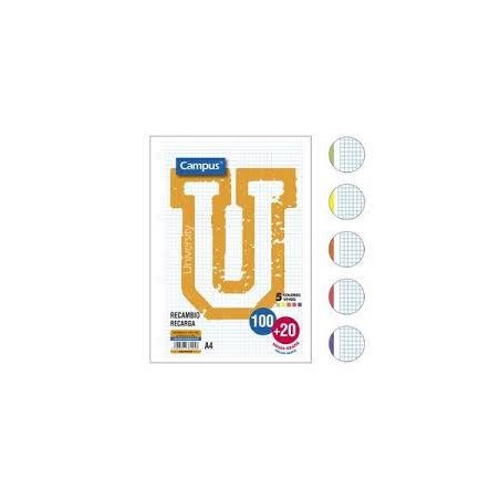 Recambio A4 120 hojas 90 gr 4T 5x5 5 colores vivos