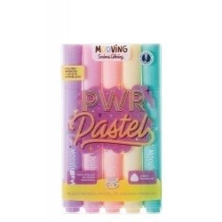 Marcador fluor mooving pastel estuche de 5 colores