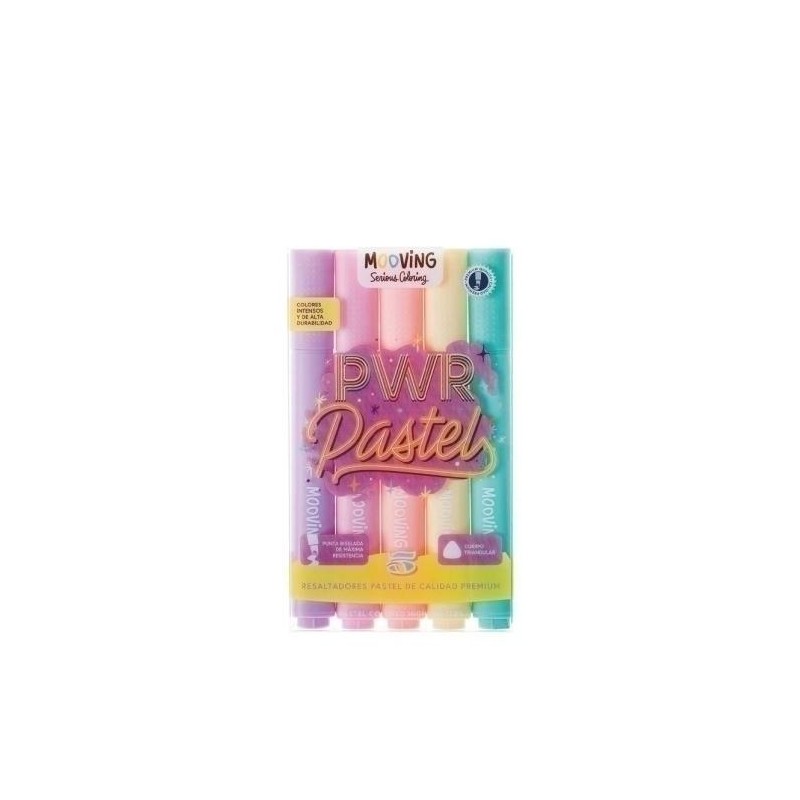 Marcador fluor mooving pastel estuche de 5 colores Marcador fluor mooving pastel estuche de 5 colores