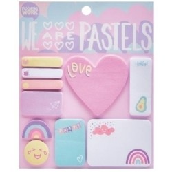 Notas adhesivas mooving pastel set formas surtidas