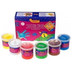 Estuche 6 botes pintura dedos 125ml colores surtid