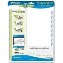 Paq/5 forro libros ajustable 29x52cm forralisto pp