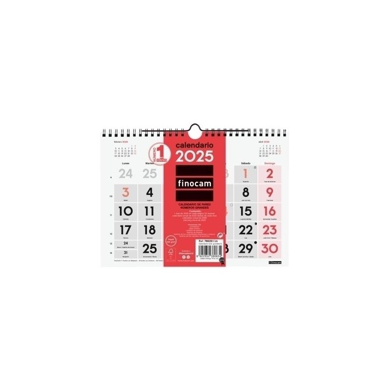 Calendario 2025 pared números grandes S Calendario 2025 pared números grandes S