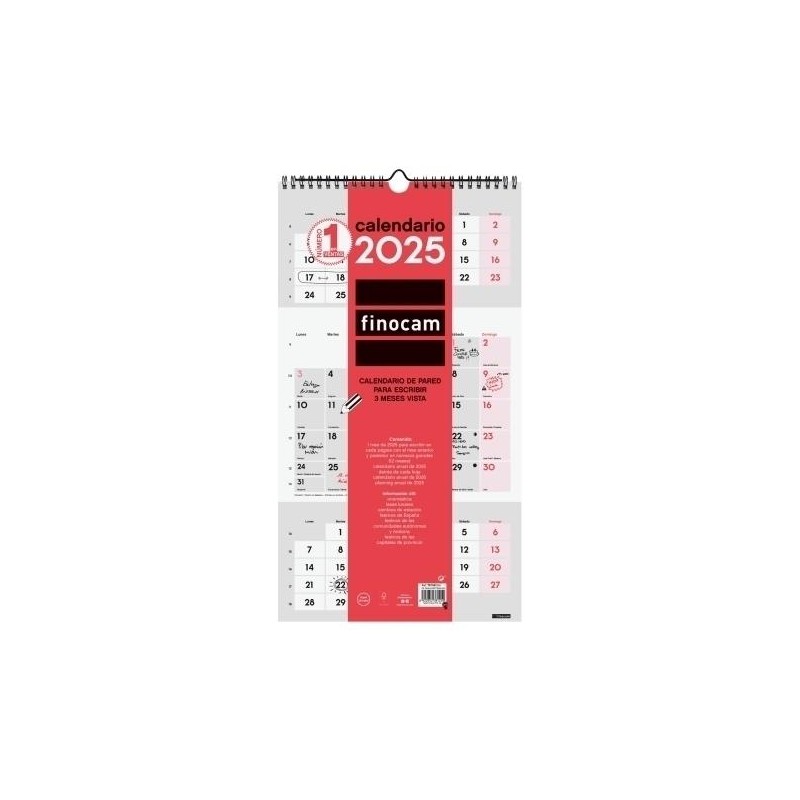 Calendario 2025 pared escribir 3 meses vista Calendario 2025 pared escribir 3 meses vista