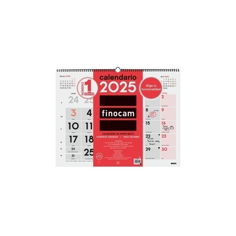 Calendario 2025 pared mixto XL Calendario 2025 pared mixto XL
