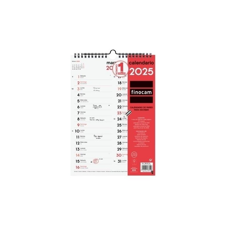 Calendario 2025 pared dos columnas M Calendario 2025 pared dos columnas M
