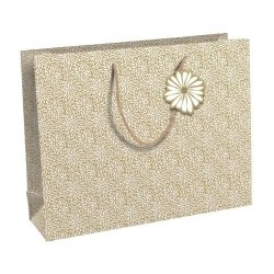 Bolsa de papel kraft decorado nature 37x27x12cm