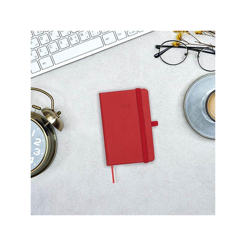Agenda año 2025 textura M2 8x13cm sv rojo