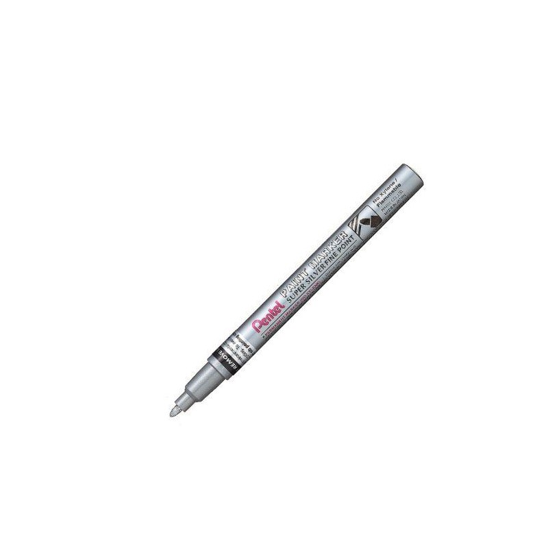 Rotulador permanente pentel color plata