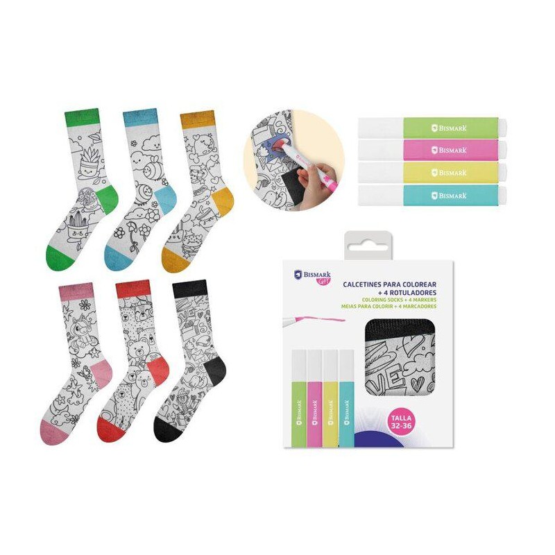 Calcetines para colorear 4 rotuladores Calcetines para colorear 4 rotuladores