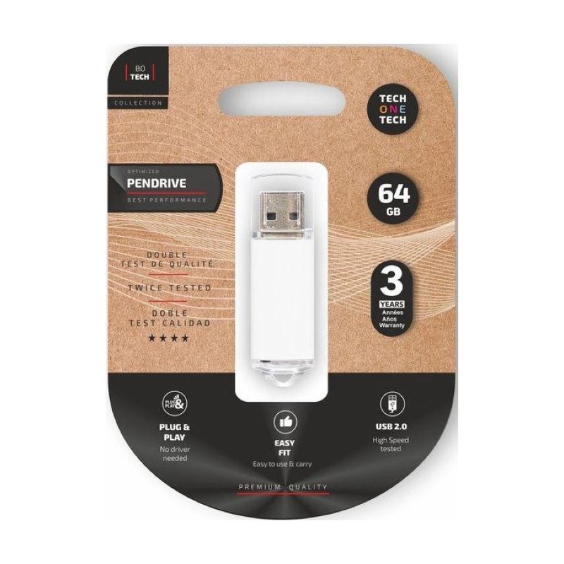 Memoria USB 64 GB blanca tech one tech