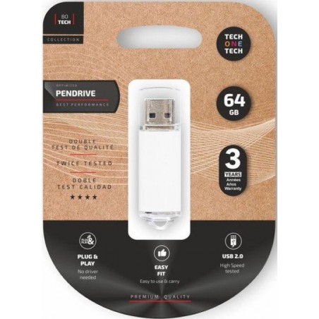 Memoria USB 64 GB blanca tech one tech