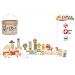 Set 36 bloques madera animales granja  18m zookabe