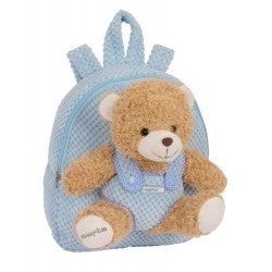 Mochila preescolar con osito azul pastel