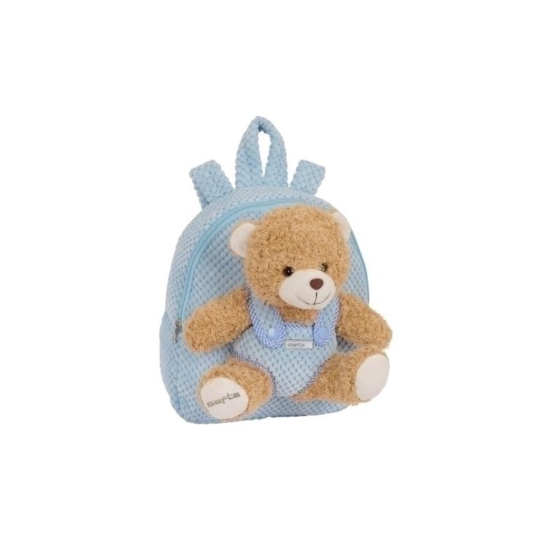Mochila preescolar con osito azul pastel Mochila preescolar con osito azul pastel