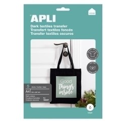 Hoja papel transfer Apli A4 para algodón oscuro