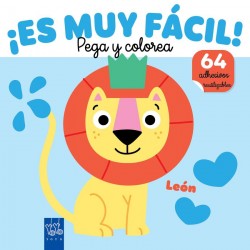 ¡Es muy fácil  Pega y colorea  León