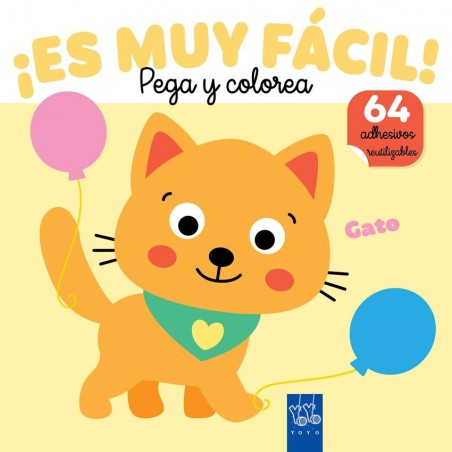 ¡Es muy fácil  Pega y colorea  Gato