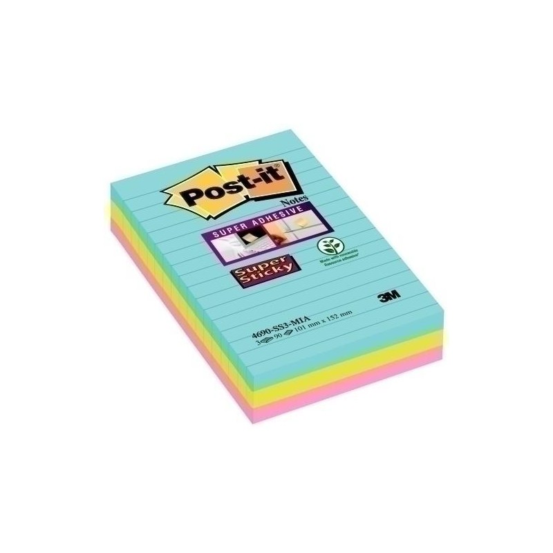 Taco notas post-it 4690 super sticky 101x152 miami