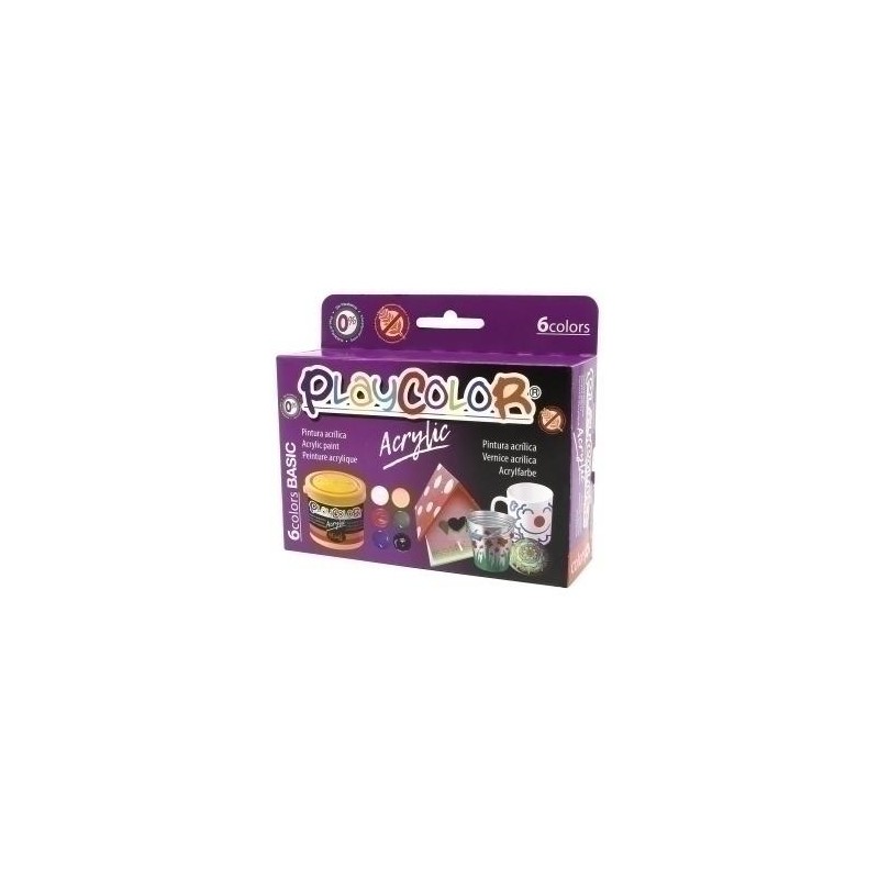 Pintura acrílica playcolor basic caja de 6 colores Pintura acrílica playcolor basic caja de 6 colores