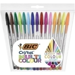 Bolsa 15 boligrafos bic cristal colores surtidos