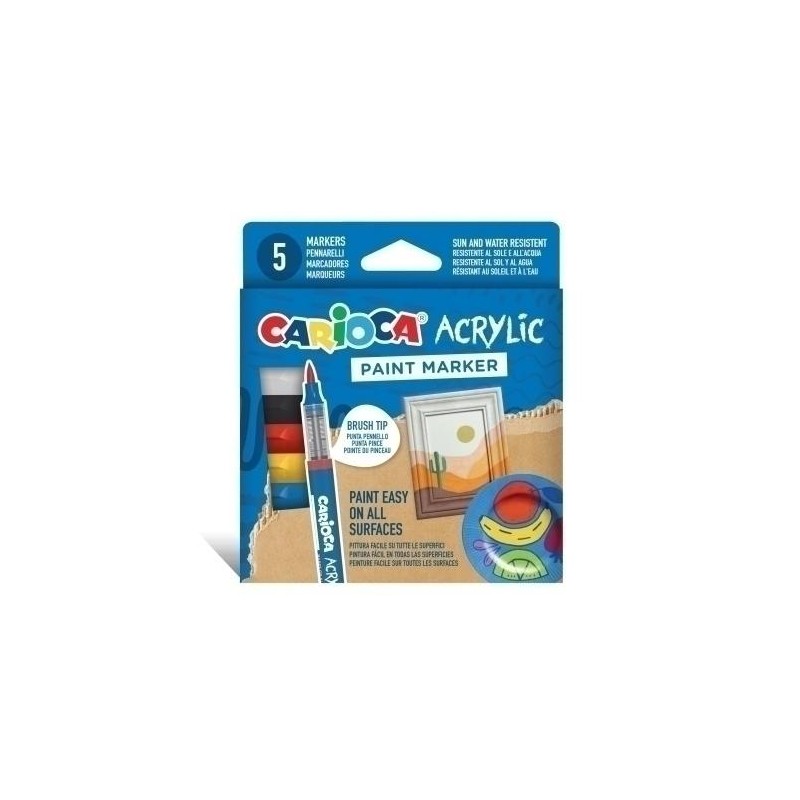 Caja de 5 marcadores acrílicos carioca paint marke Caja de 5 marcadores acrílicos carioca paint marke