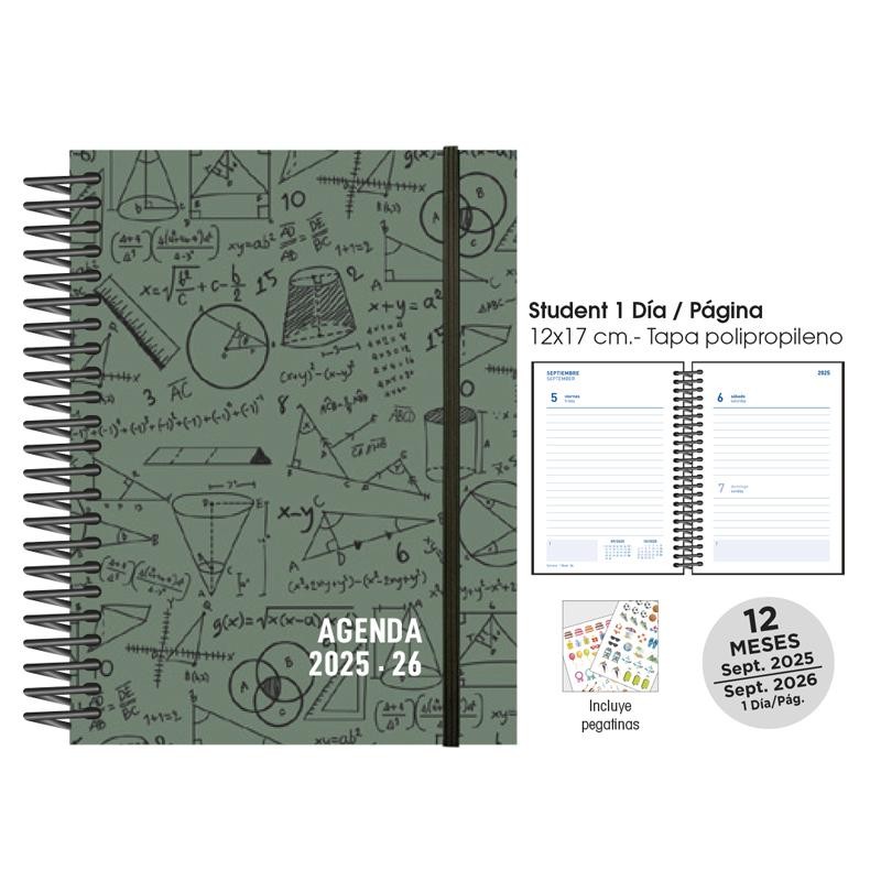 Agenda escolar senfort 25-26 student maths verde