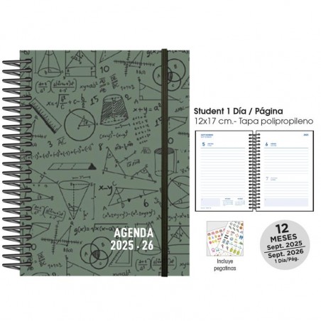 Agenda escolar senfort 25-26 student maths verde