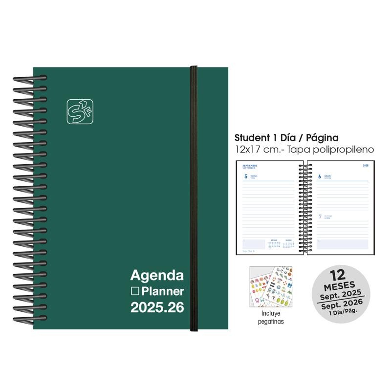 Agenda escolar senfort 25-26 student verde