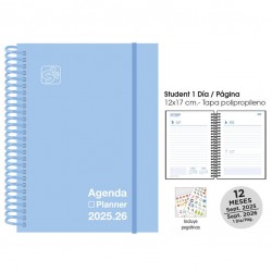 Agenda escolar senfort 25-26 student azul pastel