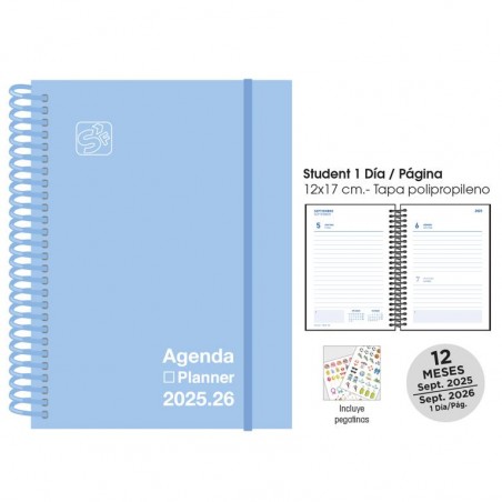 Agenda escolar senfort 25-26 student azul pastel