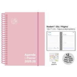 Agenda escolar senfort 25-26 student rosa pastel