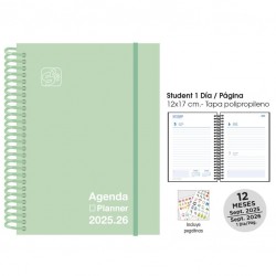 Agenda escolar senfort 25-26 student verde pastel