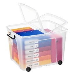 Caja almacenamiento con ruedas 75 litros apilable