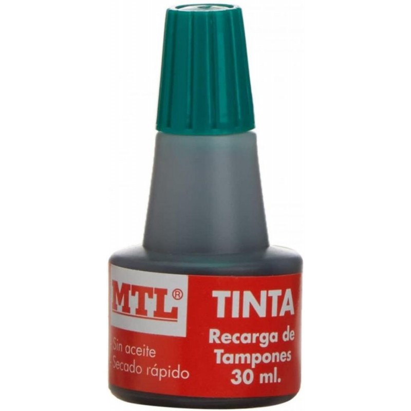 Bote de  tinta para tampón 30 ml verde MTL