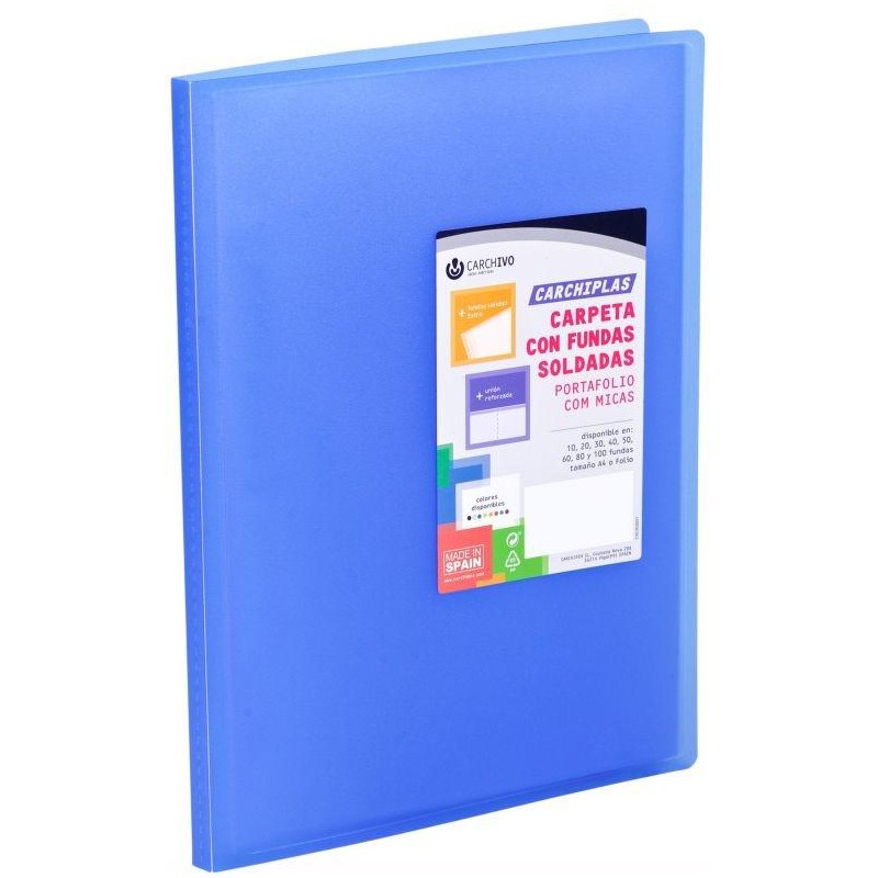 Carpeta 40 fundas flexible azul carchivo