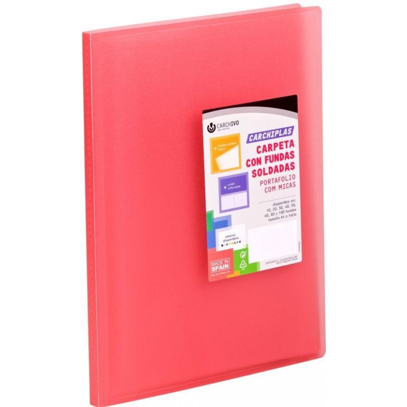 Carpeta 40 fundas A4 tapa flexible rojo carchivo