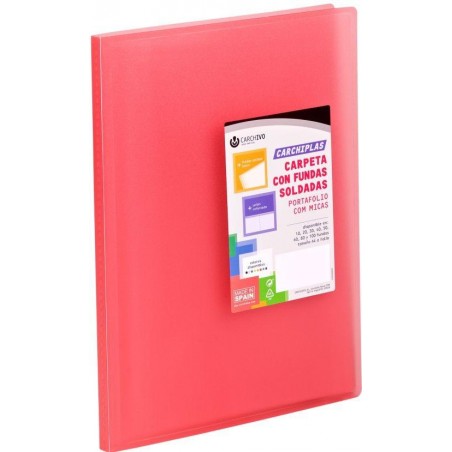 Carpeta 40 fundas A4 tapa flexible rojo carchivo