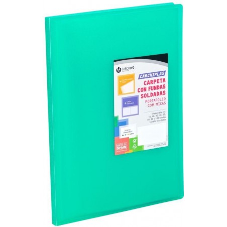 Carpeta 40 fundas A4 tapa flexible verde carchivo