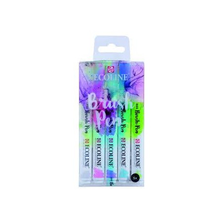 Rotuladores brush pen pastel 5 colores