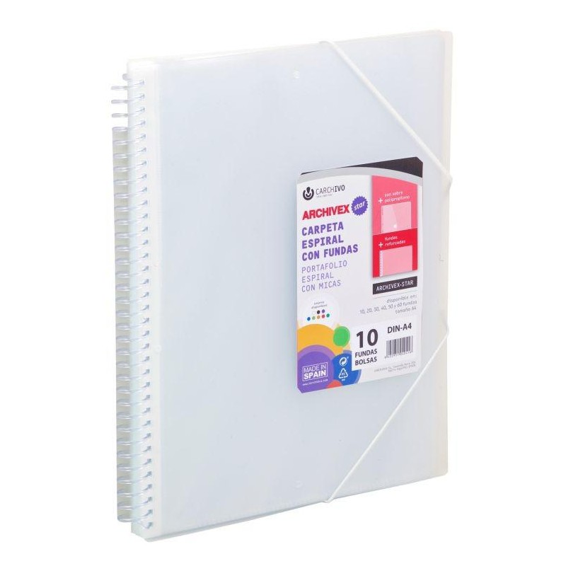 Carpeta 60 fundas A4 con espiral transparente