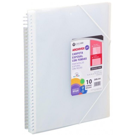 Carpeta 60 fundas A4 con espiral transparente