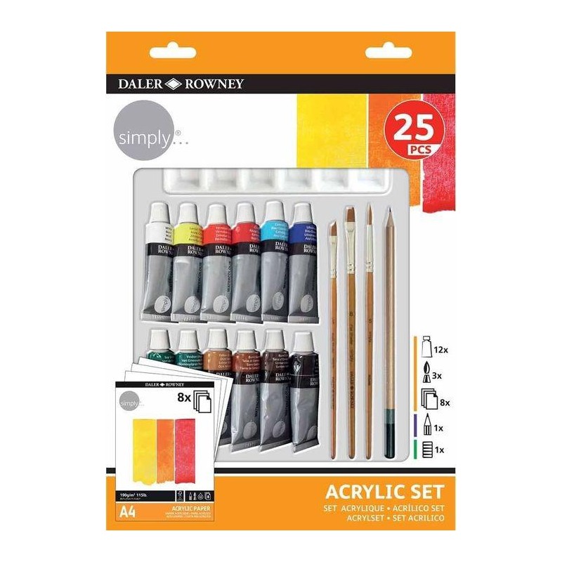 Set de 25 piezas de pintura acrilica simply