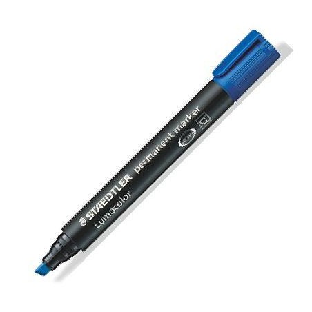 Rotulador permanente lumocolor azul punta biselada
