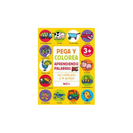 Pega y colorea  Los vehículos y la granja