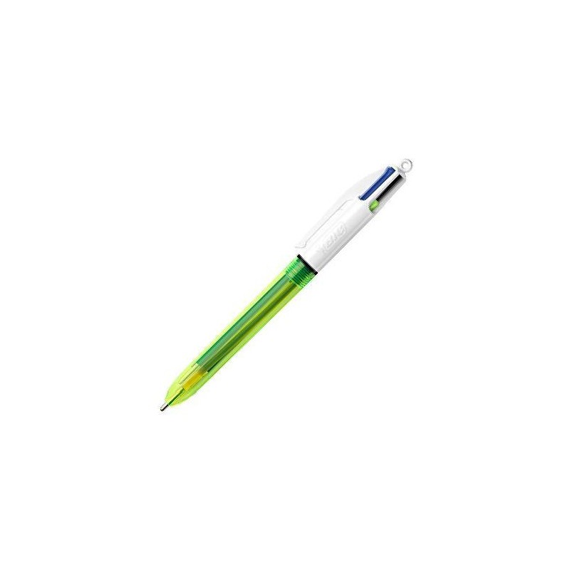 Boligrafo bic 4 colores fluo amarillo fosforito