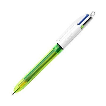 Boligrafo bic 4 colores fluo amarillo fosforito