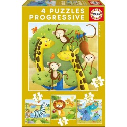 Puzzle educa animales salvajes 4 puzles