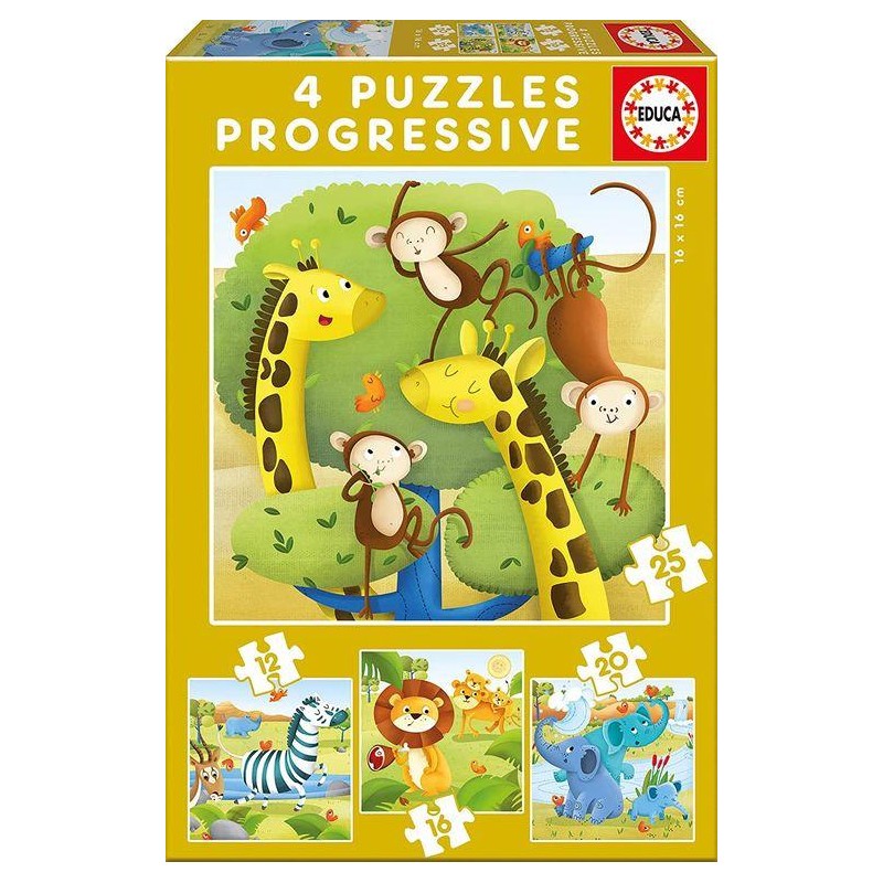 Puzzle educa animales salvajes 4 puzles